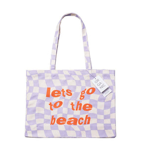 Stofftasche - Jutebeutel - 48 x 14 x 42 cm - 100% Bio-Baumwolle - Organic Cotton Bag - lets go to the beach