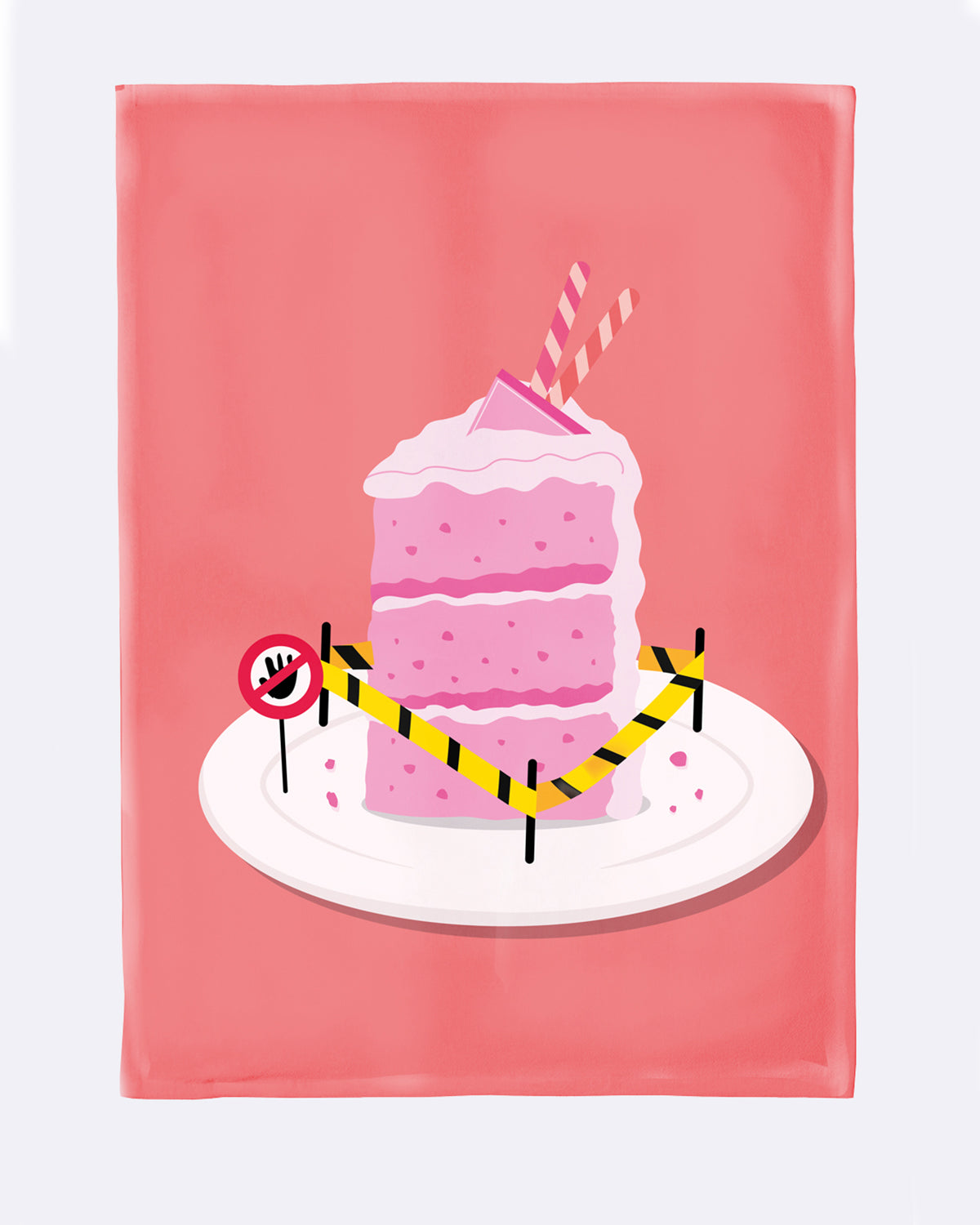 Küchenhandtuch in Pink mit abgebildeter Torte 