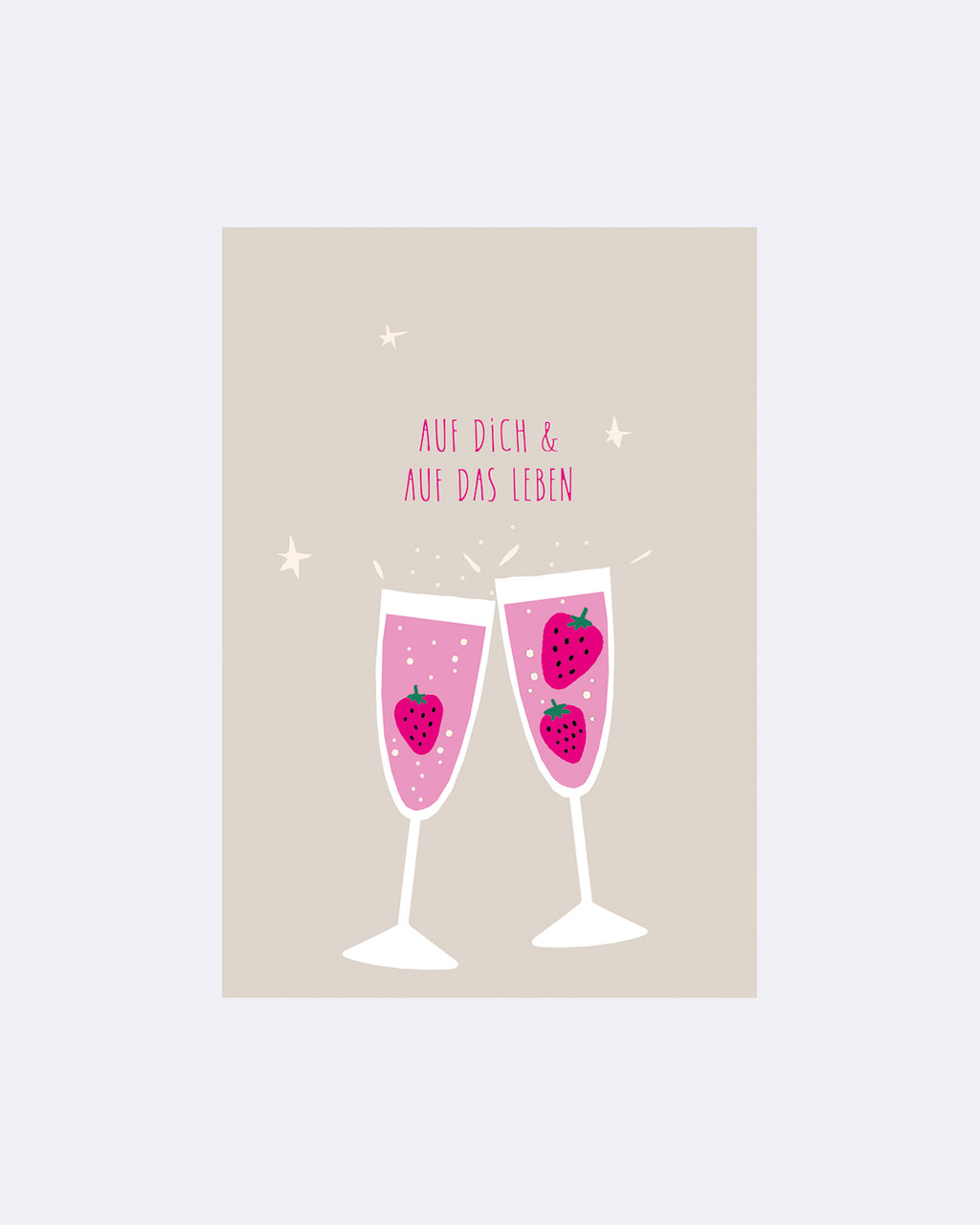 Yay Card Postkarte - Auf dich Erdbeersekt