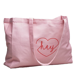 Stofftasche - Jutebeutel - 48 x 14 x 42 cm - 100% Bio-Baumwolle - Organic Cotton Bag - "hey" im Herz