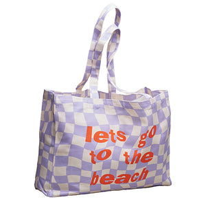 Stofftasche - Jutebeutel - 48 x 14 x 42 cm - 100% Bio-Baumwolle - Organic Cotton Bag - lets go to the beach