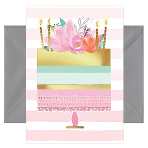 Geburtstagskarte - Glückwunschkarte mit farbigen Umschlag - Geburtstag - Kuchen