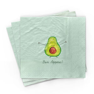 Bambus Serviette - 30x30 - Kulinarische Designs -  Sprüche - Avocado