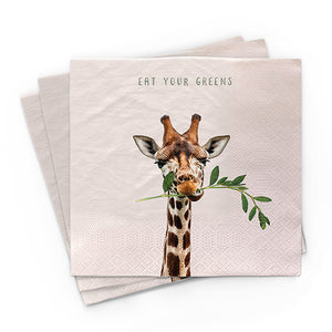 Bambus Serviette - 30x30 - Tier & Natur Designs - Spruch - Giraffe