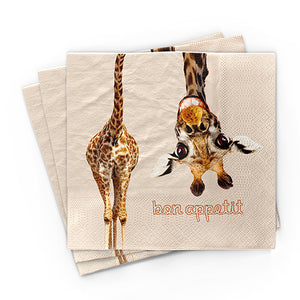 Bambus Serviette - 30x30 - Tier & Natur Designs - Spruch - Giraffe