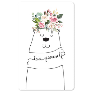 Mini Postkarten - 8,5 x 13,5 cm - Natur & Tiere - Bär - Blumen - love yourself