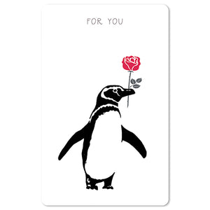Mini Postkarten - 8,5 x 13,5 cm - Natur & Tiere - Pinguin - Rose - for you